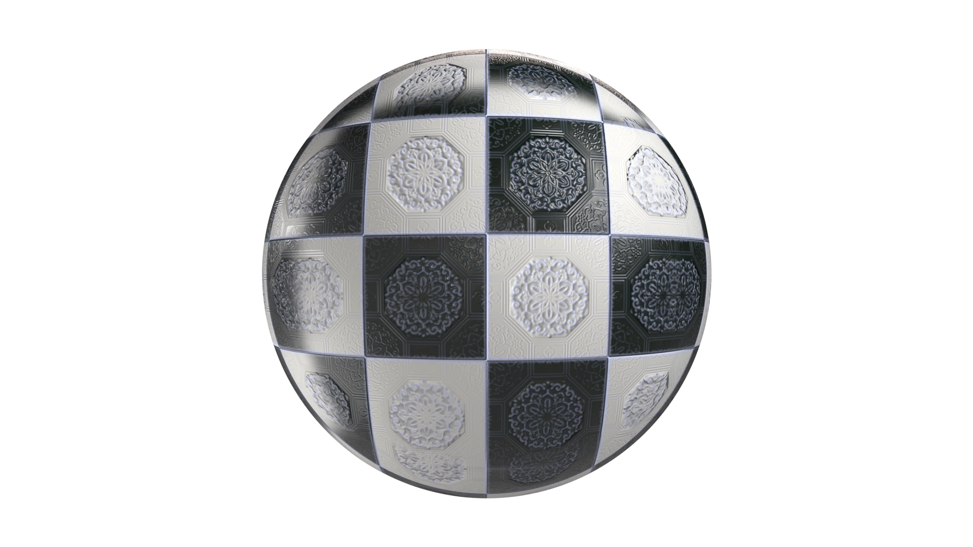 Black White Tiles With Pattern 1, a 3D material on Womp