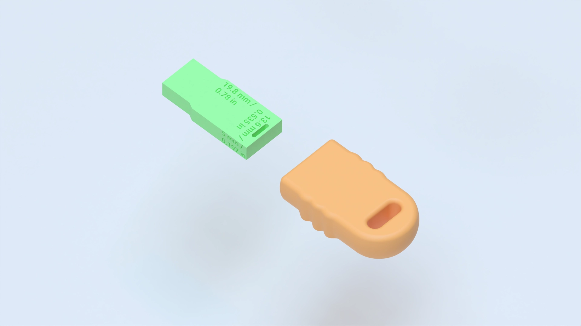 Ribbed USB Case, a 3D model on Womp