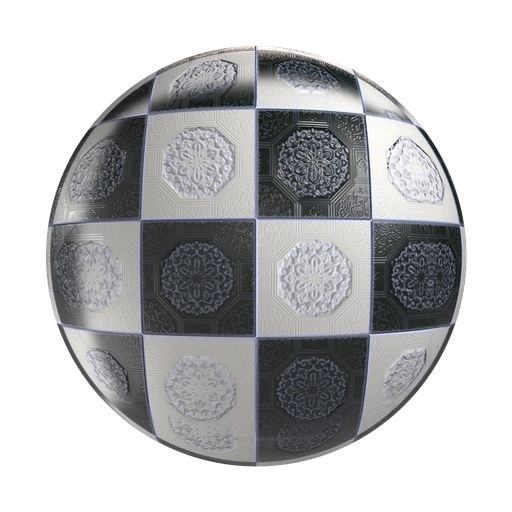 Black White Tiles With Pattern 1 3D material