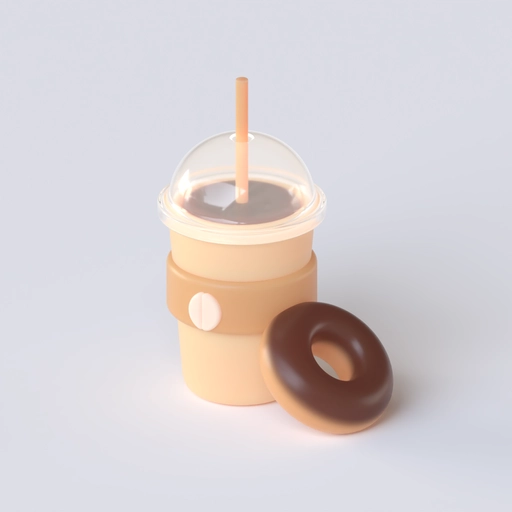 Coffee and Donut 1 3D model