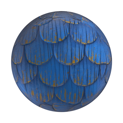 Stylized Blue Wood Shingles 1 3D material
