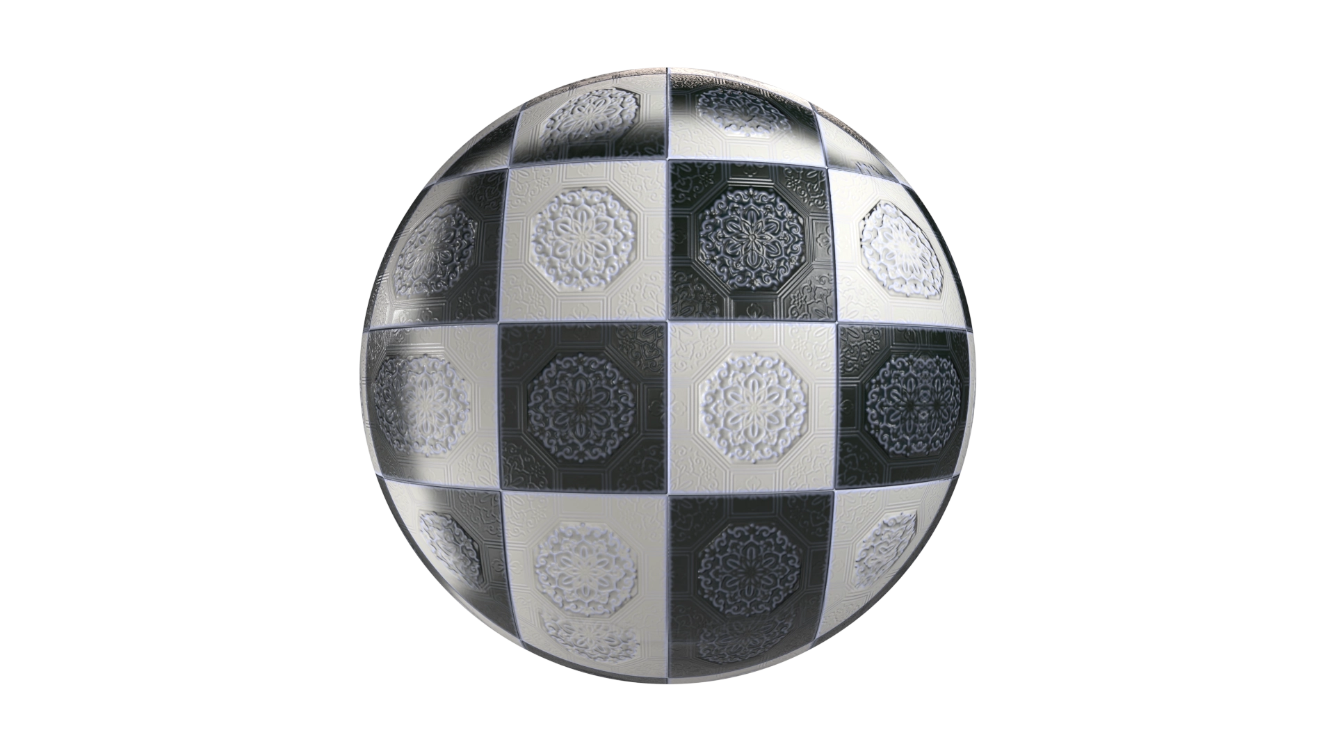 Black White Tiles With Pattern 1, a 3D material on Womp