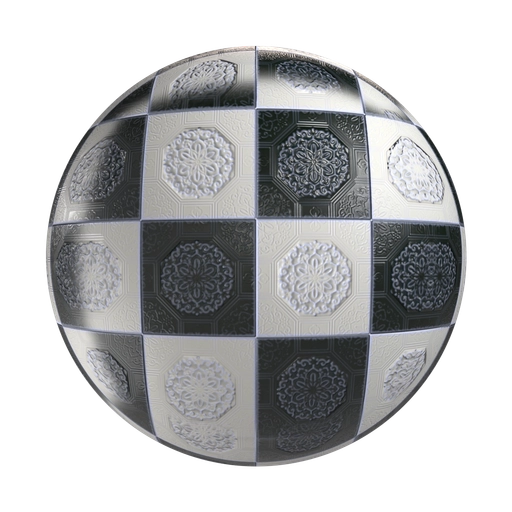 Black White Tiles With Pattern 1 3D material