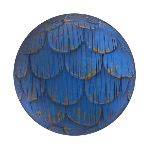 Stylized Blue Wood Shingles 1 3D material